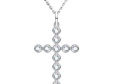 Sterling Silver Cross Pendant Moissanite 4.0mm Necklace 45+2+3cm D Color VVS1 product
