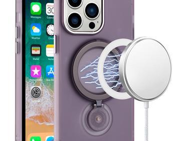 iPhone 15 Hoop Kickstand [Magnetic Circle] HD Transparent Chrome Hybrid - Purple product
