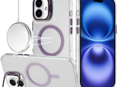iPhone 17 Clear Hybrid Magnetic Ring Case with Metal Camera Stand –Available in Multiple Colors. product