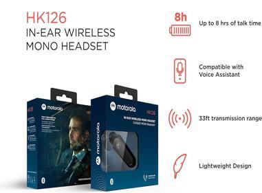 Motorola HK126 Bluetooth Earpiece – Wireless Mono Headset with Clear Calls, 8-Hour Talk Time, Dual Device Connection, Voice Assistant Compatible product