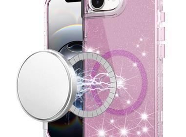 iPhone 16E (E Edition) / SE4 (2025) Magnetic Ring Glitter 3-in-1 Hybrid Case – Sparkly Shockproof Cover with Kickstand & Car Mount Support product