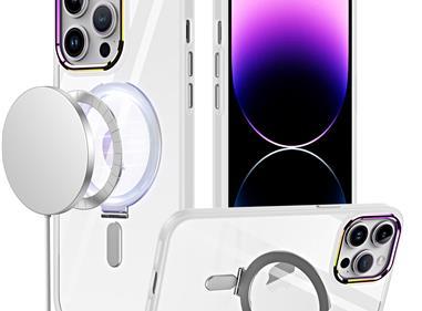  iPhone 15 Dazzle Magnetic Ring Stand Alloy Chrome Transparent Hybrid Case Cover - Clear product