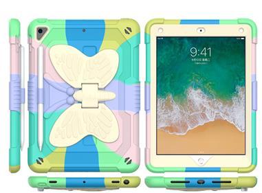 Apple iPad 8/7 10.2 inch Butterfly Kickstand 3in1 Tough Hybrid Case Cover with Shoulder Strap - Colorful Green product
