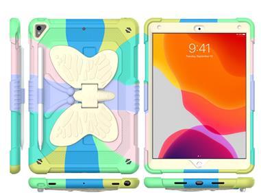 Apple iPad 9th Gen 10.2 inch (2021) Butterfly Kickstand 3in1 Tough Hybrid Case Cover with Shoulder Strap - Colorful Green product