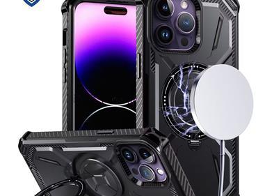 iPhone 15 METKASE Magnetic Ring Stand Premium Ultra Rugged ShockProof Hybrid in Slide-Out Package - Black product
