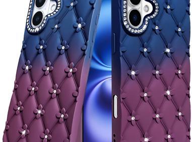 iPhone 17 Floral Joy Glitter Shimmer Leather Feel Thick TPU Cases. Available in Multiple Colors. product