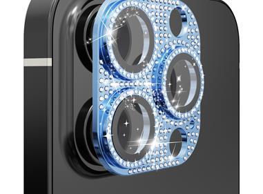 Apple iPhone 14 PRO 6.1"/iPhone 14 PRO MAX 6.7" Diamond Bling Camera Lens Full Tempered Glass - Blue product