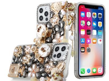 iPhone 15 Full Diamond with Ornaments Case Cover - Ultimate Multi Ornament Black product