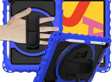 Apple iPad 9.7 inch Tablet Complete 360 Tough Hybrid Kickstand with Shoulder Hand Strap - Dark Blue product