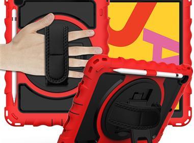 Apple iPad 9.7 inch Tablet Complete 360 Tough Hybrid Kickstand with Shoulder Hand Strap - Red product