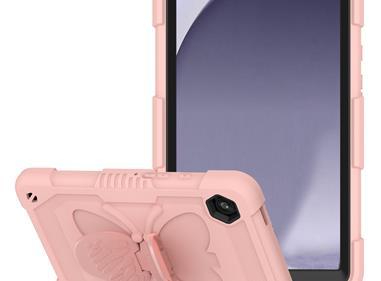 Samsung A9 Plus 11 inch Butterfly Kickstand 3in1 Tough Hybrid Case Cover with Shoulder Strap - Rose Gold product