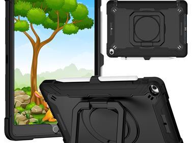 Apple iPad 9th 8th 7th Gen 10.2 inch Tablet Tough Hybrid Rotating 360 Degree Kickstand - Black+Black product