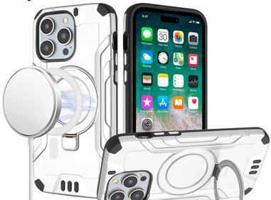  iPhone 15 METKASE Magnetic Circle Kickstand Exclusive Brushed Hybrid - Silver product