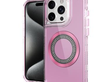 iPhone 15 Pro Max 3-in-1 Chrome Bling Hybrid Case – Magnetic Ring Circle, Sparkle Shockproof Cover product