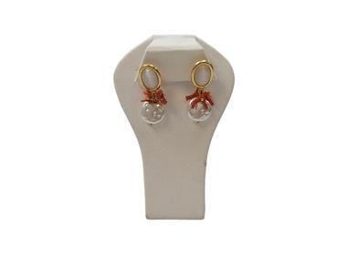 Oval Cream Enamel Earrings Gold Tone cluster product