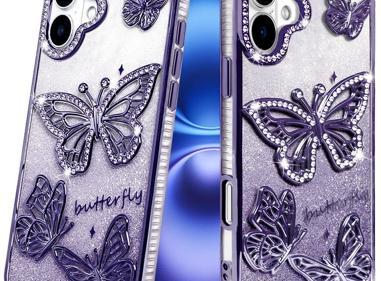 iPhone 17 Butterfly Glitter Case with 3D Design & Sparkling Rhinestones Available in Multiple Colors. product
