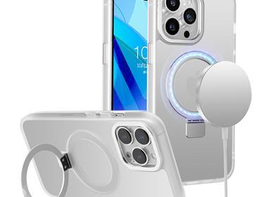 iPhone 15 Metal Chrome Kickstand [Magnetic Circle] Shockproof Matching Camera Hybrid - Clear product