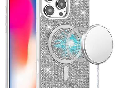 For iPhone 16 Pro 6.3 inch Diamond [Magnetic Circle] with CD Pattern Hybrid - White product