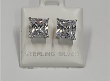  S925 Sterling Silver Sparkling Cubic Zirconia Stud Earrings - Jewelry for Women 8mm product