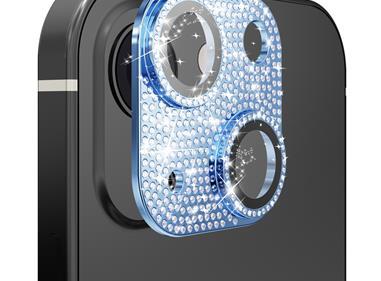 Apple iPhone 13/13 Mini Diamond Bling Camera Lens Full Tempered Glass - Blue product