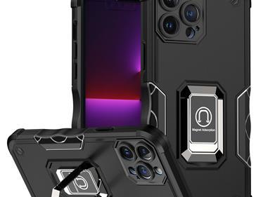 iPhone 15 OPTIMUM Magnetic Ring Stand Hybrid Case Cover - Black product