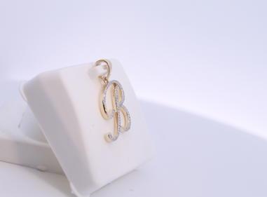 10K Gold With Natural Diamonds Initial B Pendant-Minamilst product