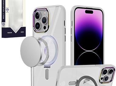 iPhone 15 METKASE Dazzle Magnetic Ring Stand Alloy Chrome Transparent Hybrid in Slide-Out Package - Clear product