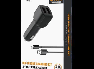 2 In 1 Fast Car Charger and Lightning Cable Cord W dual USB ports For iPhone 12 Pro Max/ 12 Pro/ 12/ in Black-New Package product