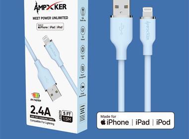  MFI Apple Certified - 2.4A Fast Charging Silicone Cable-BLUE product