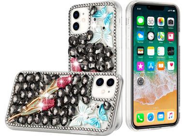 iPhone 15 Full Diamond with Ornaments Case Cover - Smoke Exquisite Garden product