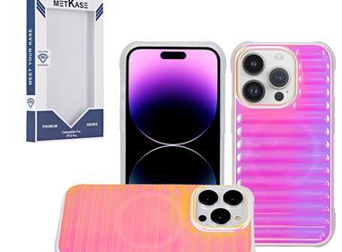 iPhone 15 METKASE Chrome Lined Pattern [Magnetic Circle] Premium Case - Purple product