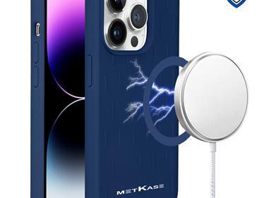  iPhone 15 METKASE Boundless Liquid Silicone [Magnetic Circle] Thick Lined Design Hybrid Case - Dark Blue product