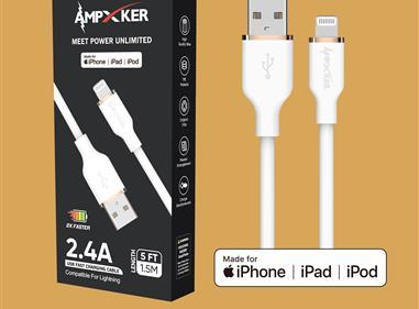  MFI Apple Certified - 2.4A Fast Charging Silicone Cable-white product