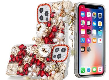 iPhone 15 Full Diamond with Ornaments Case Cover - Ultimate Multi Ornament Red product