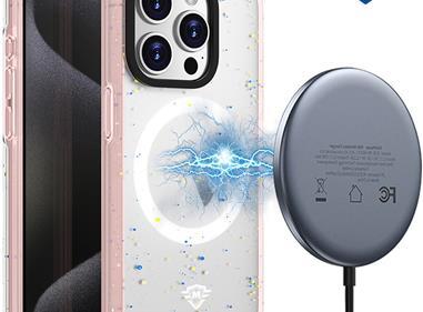 iPhone 15 METKASE Iridescent Spots [Magnetic Circle] Hybrid - Pink+iridescent Spots product