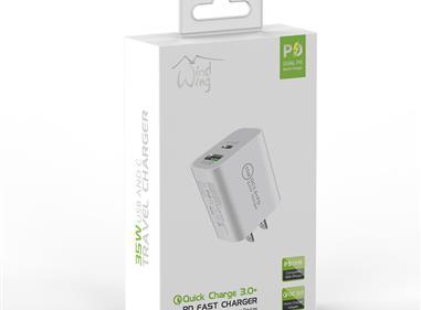 TYPE-C AND USB TRAVEL CHARGER 35W in WHITE product