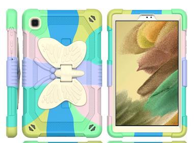 Samsung Galaxy Tab A7 Lite 8.7 inch Butterfly Kickstand 3in1 Tough Hybrid Case Cover with Shoulder Strap - Colorful Green product