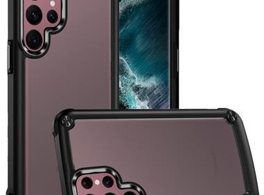Samsung Galaxy S22 Ultra Ultimate CaseX Transparent Hybrid Case with Metal Buttons And Camera Edges - Black product