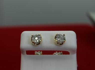 10K Gold With Natural Diamonds Screw Back Earrings product