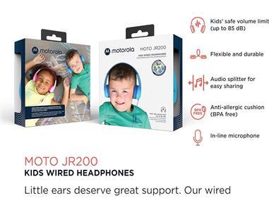 Motorola Moto JR200 Kids Headphones with Microphone BLUE product