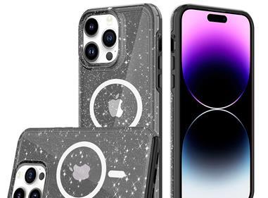  iPhone 15 Transparent Glitter 2.0mm Thick Hybrid Case Cover - Black product