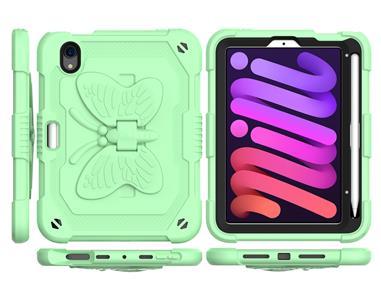 Apple iPad Mini 6th Gen 8.3 inch (2021) Butterfly Kickstand 3in1 Tough Hybrid Case Cover with Shoulder Strap - Light Green product