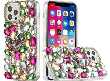 iPhone 15 Full Diamond with Ornaments Hard TPU Case Cover - Colorful Ornaments with Heart product