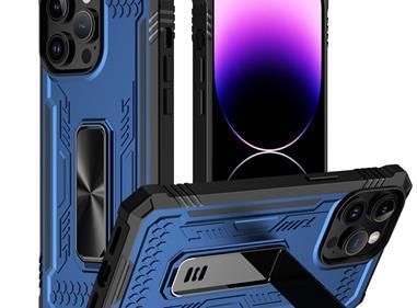 iPhone 15 Mighty Zinc Oil Kickstand with UV Oil Premium Material Hybrid - Dark Blue product