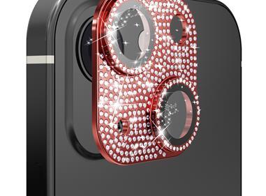 Apple iPhone 13/13 Mini Diamond Bling Camera Lens Full Tempered Glass - Red product