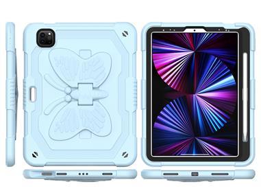 Samsung A9 Plus 11 inch Butterfly Kickstand 3in1 Tough Hybrid Case Cover with Shoulder Strap - Light Blue product