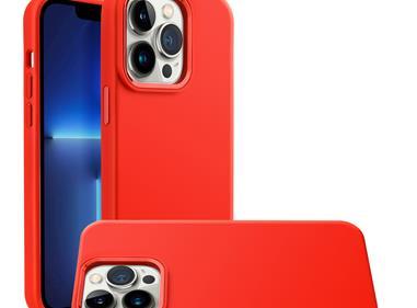 iPhone 15 Premium LIQUID Silicone with Metal Buttons and Camera Edges Case Cover - Red product