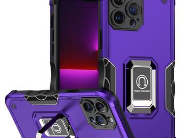  iPhone 15 OPTIMUM Magnetic Ring Stand Hybrid Case Cover - Dark Purple product