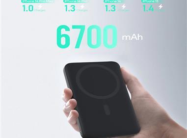AUKEY MagFusion 6700mAh 20W Magnetic Wireless Charging Power Bank USB C-C Included - Gray product