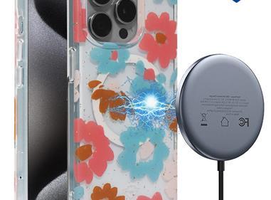 iPhone 15 METKASE Floral Design [Magnetic Circle] Transparent Hybrid - Sunflower product